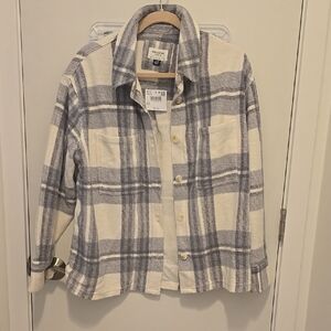 Gray and Cream Plaid Shacket
